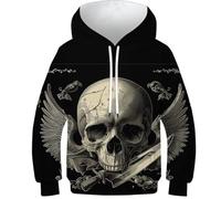 KHHKJBVCE Skull Sweat À Capuche pour Enfants, Garçons Et Filles, Pull À Capuche, Impression 3D, Mode, Drôle, Cool, Manches Longues, Léger 9-11Y