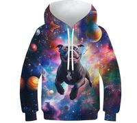 KHHKJBVCE Space Pug Sweat À Capuche pour Enfants en 3D, Pull Unisexe, Imprimé en 3D, Motif Imprimé Mignon, Décontracté, À La Mode, avec Poches 10-12Y