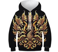 KHHKJBVCE Sweats À Capuche pour Enfants, Adolescentes Et Garçons, Impression 3D Dragon Sweat-Shirt À Capuche avec Poche 9-11Y