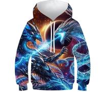KHHKJBVCE Sweats À Capuche pour Enfants, Adolescentes Et Garçons, Impression 3D Dragon Sweat-Shirt À Capuche avec Poche 13-15Y