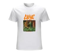 Khian SOON Men's Grave Into The Grave Swedish Death Metal Band Music Album Logo T-Shirts White S