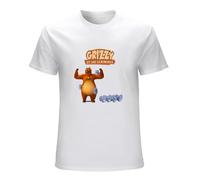 Khian SOON Men's Sunlight Grizzy Bear Cute Lemmings Cartoon Print Funny Kids Summer Children Clothes Cotton Baby Boys Girls T-Shirts White 3XL