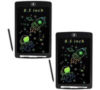 KHIM Lot de 2 tablettes d'écriture LCD pour enfants, gribouillage, planche à dessin colorée de 21,6 cm, jouet éducatif, bloc-notes portable pour enfants, garçons, filles, adultes (noir)
