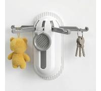 KHIronHive Crochets muraux rotatifs à 5 broches sans perçage - Organiseur extensible pour ustensiles de cuisine, spatules, louches, salle de bain, entrée - Crochet rétractable avec bras télescopique