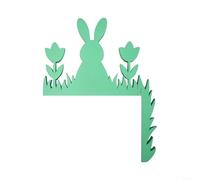 KHIronHive Décoration d'angle de porte en bois de lapin de Pâques, décoration de cadre de lapin en buis pour la maison, porche, décoration de vacances de printemps, facile à installer, panneau vert