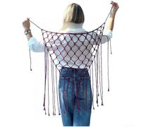 KHIronHive Écharpe bohème en coton tissé à la main avec franges, taille réglable, châle vintage, doux, respirant, noir, multi-usages, pour plage, fête de mariage (rouge)