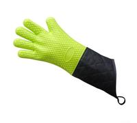 KHIronHive Gants de cuisine et maniques en silicone extra longs résistants à la chaleur Gants de barbecue antidérapants imperméables Gants de cuisine 35,6 cm Protection des bras Design flexible (vert)