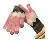 KHIronHive Gants d'hiver chauds doublés en polaire pour femme | Pointes sensibles, doublure polaire chaude, protection coupe-vent, tissu polyester extensible, style géométrique beige rose