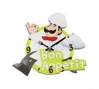 KHIronHive Horloge de table en forme de chef avec support, réveil silencieux sans tic-tac pour la cuisine, la maison, le bureau, horloge de bureau en plastique, 20,3 cm, design fantaisiste à la mode