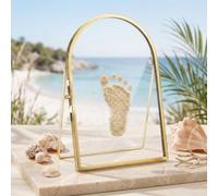 KHIronHive Kit de cadre souvenir pour bébé et animal de compagnie - Bordure en verre doré double face pour empreintes de mains, de pieds et d'empreintes de pattes - Kit de mémoire à faire soi-même