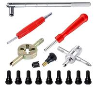 KHIronHive Kit d'outils de valve de pneu 35 pièces avec extracteur de tige TR412, construction en fer robuste, ergonomique, rouge, outils à main professionnels (15 pièces)