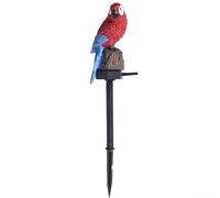 KHIronHive Lampe solaire en résine pour perroquet - Statue de chouette réaliste - Brillance uniforme - Pas de câblage nécessaire - Résine ABS - Support de 45 cm - Éclairage économe en énergie (rouge)