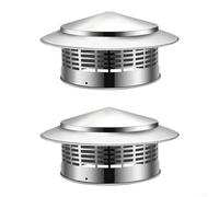 KHIronHive Lot de 2 bouchons de cheminée en acier inoxydable pour tuyau d'aération de toit, capot d'échappement de qualité 304 avec bords roulés, couvercle d'admission d'air résistant aux intempéries