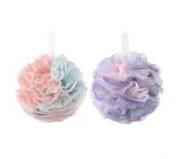 KHIronHive Lot de 2 éponges de bain en luffa dégradé, pouf de douche en maille exfoliante douce avec boucle de suspension, brosse en polyéthylène fabriquée à la main pour une mousse riche, soin doux