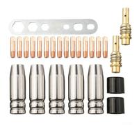 KHIronHive Lot de 25 accessoires de soudage pour chalumeau à gaz MIG 15AK MB-15, embouts de contact en cuivre 0,6 mm, kit de clé pour diffuseurs isolants et pièces de machine à souder au gaz inerte
