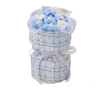 KHIronHive Lot de 7 bouquets de fleurs bouffantes tricotées à la main, arrangement floral pour Saint-Valentin, anniversaire, décoration d'intérieur élégante pour femmes, enseignantes, orange, blanc