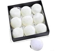 KHIronHive Lot de 9 boules de Noël en velours à suspendre - 8 cm - Bleu roi, noir, bordeaux, kaki, vert, rose rouge et blanc crème (XM0170S - Crème)