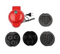 KHIronHive Mini gaufrier 4 en 1 avec plaques antiadhésives amovibles, appareil compact pour gaufres, crêpes, beignets et fromage grillé, facile à nettoyer pour les petites cuisines ou les voyages (a)