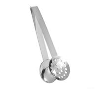 KHIronHive Pince à thé en acier inoxydable avec mâchoire perforée pour feuilles de thé, glaçons, sucre et tranches de citron, pince de cuisine ergonomique pour la préparation des boissons, argent, 15