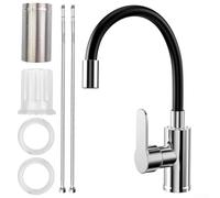 KHIronHive Robinet de cuisine flexible noir avec bec rotatif à 360° en acier inoxydable - Aérateur d'économie d'eau - Fonctionnement silencieux - Installation facile - Contrôle précis