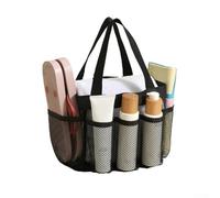 KHIronHive Sac de plage en maille avec base Oxford renforcée, grand sac fourre-tout à main avec sept poches, séchage rapide, organiseur de rangement respirant pour natation, gym, voyage, camping