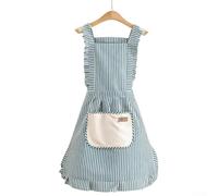 KHIronHive Tablier de cuisine en coton avec sangle de cou réglable et deux poches, tissu doux et respirant pour homme et femme, jupe de princesse pour cuisine, pâtisserie, grillades (bleu)