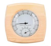 KHIronHive Thermomètre et hygromètre en bois, résistant à la chaleur pour hammam et salle de bain, pas besoin de batterie, accessoire de moniteur de température analogique, finition naturelle