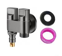 KHIronHive Vanne de commande à double angle, robinet d'angle en laiton G1/2 1 entrée 2 sorties pour machine à laver et toilettes, en acier inoxydable, arrêt automatique, vanne d'angle résistante à la