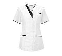 KHIRVWL Blouse Médicale Femme Manches Courtes Col V - Tunique de Travail Infirmière Grande Taille, Vêtements de Travail et Uniformes Tenue Medicale Femme pour Clinique,Pharmacie,Hôpital et Cabinet