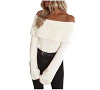 KHIRVWL Pull Femme à Manches Longues Et épaules Dénudées-Pulls Chic Et élégant Et Slim Fit -Chandail Ample Et épais - Doux Au Toucher-Elástique Chandails - Haut De Travail Habillé