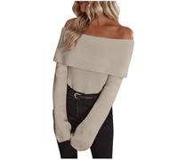 KHIRVWL Pull Femme à Manches Longues Et épaules Dénudées-Pulls Chic Et élégant Et Slim Fit -Chandail Ample Et épais - Doux Au Toucher-Elástique Chandails - Haut De Travail Habillé