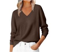 KHIRVWL Pull Femme Col V Fin - Sweater Rayé Maille - Pulls Femme Chic Et Elegant - Elástique Chandails - Casual Mode Automne Et Hiver Thermique