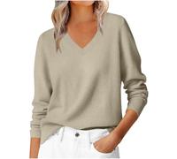 KHIRVWL Pull Femme Col V Fin - Sweater Rayé Maille - Pulls Femme Chic Et Elegant - Elástique Chandails - Casual Mode Automne Et Hiver Thermique