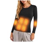 KHIRVWL sous-Vêtements Chauffants Femme, sous Pull Chauffant USB à Manches Longues, avec 3 Niveaux De Chauffage Et 5 Zones Chauffage, pour Ski Pêche Randonnée Plein Air（M-5XL）