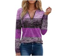 KHIRVWL Sweat Femme, Haut à Manches Longues Patchwork à col en V la Mode et décontracté pour Femme Haut la Mode et Polyvalent adapté aux vêtements d'automne et d'hiver