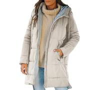 KHIRVWL Veste Femme Hiver Chic mi long-Manteau à Manches Longues Et Chaud-Doudoune à Capuche à Cordon- Manteaux Avec Poches Et Zippé-Bloc de Couleur Blouson Chic Et Elegant- Mode Doux Ample Outerwear