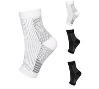 KHIRY 2 paires de chaussette chevillere, tendon d'achille chevillere, chevillere thuasne, adaptées à la protection sportive, arthrite, fasciite plantaire (noir, blanc)