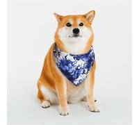 KHiry Bandanas triangulaires réglables en coton doux pour chiens et chats Bleu et blanc