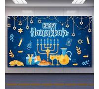 KHIRY Chanukkah Décorations Chanukka Party Supplies Cour Panneau de Fond bannière Chanukkah Festival juif Chanukkah événement pour la Maison en Plein air Cour Décor