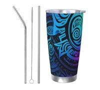 KHiry Gobelet isotherme en acier inoxydable de 591 ml avec couvercle - Motif tribal coloré - Tasse de voiture isotherme à double paroi pour le café de la maison