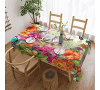 KHiry Nappe rectangulaire pour cuisine, oiseaux, fleurs, papillon, nappe de salle à manger, imperméable, infroissable, décoration de table pour extérieur et intérieur