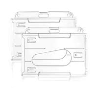 KHIRY Porte-Badge d'identité, Lot de 2 Porte-Badges Transparents, Porte-Cartes en Plastique Dur, Protecteur de Carte de crédit avec rainure pour Le Pouce