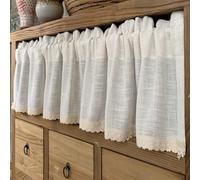 KHiry Rideau De Café en Coton Et Lin, Cantonnière De Cuisine, Rideau Court De Style Campagnard, Traitement De Demi-fenêtre, Petit Panneau De Rideau, Rideau À Étages Beige (Size : W:150*H:30cm)
