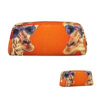 KHiry Trousse à crayons rétractable avec fermeture éclair - Motif girafe portant des lunettes de soleil - Trousse à crayons pour le bureau - Trousse à crayons pour le travail, doré, Taille unique
