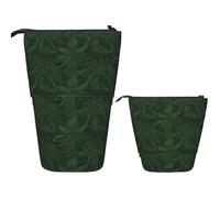 KHiry Trousse à crayons télescopique pour bureau, labrador retriever, chiens debout, trousse à crayons pop-up pour cadeau de vacances, organiseur à crayons rétractable, Motif floral vert chasseur,