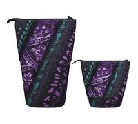 KHiry Trousse à crayons télescopique pour bureau - Motif art déco - Porte-crayons pop-up - Cadeau de vacances - Organiseur rétractable, Imprimé violet et noir mélangé, Taille unique