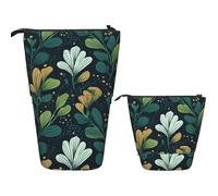 KHiry Trousse à crayons télescopique pour bureau - Motif art déco - Porte-crayons pop-up - Cadeau de vacances - Organiseur rétractable, Motif feuilles Art Déco, Taille unique