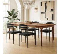 KHISCHMO Lot de 4 Chaises de Salle à Manger en Velours Style Mid-Century Modern Sièges Gepolstered Dossier Courbé Chaises Polyvalentes Pieds en Métal Noir pour Cuisine Salon,Noir