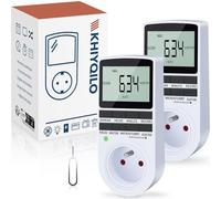 KHIYQILO Lot de 2 Programmateurs Prises Électriques Digitales, Version Française, Minuterie Prise Numérique 18 Programmes, Prise Programmable, Compte à Rebours, Mode Anti-vol, Économie Energie