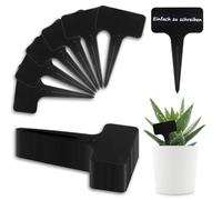 KHJGDS Lot de 100 étiquettes pour plantes - 6 x 10 cm - En plastique résistant aux intempéries - Avec marqueur - Pour légumes, fleurs, plantes en pot, herbes - Noir
